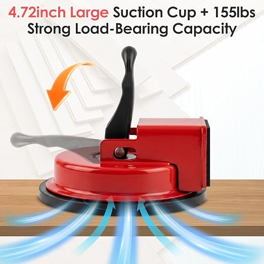 Floor Gap Fixer Tool, Bwaliffury 2026 New Heavy Duty Suction Cup Gap Puller With 10 Reusable Sticky Pads & Rubber Mallet, Floor Gap Fixer For Wood, Laminate, Tile, Vinyl Floor Gap Repair Tools, Red
