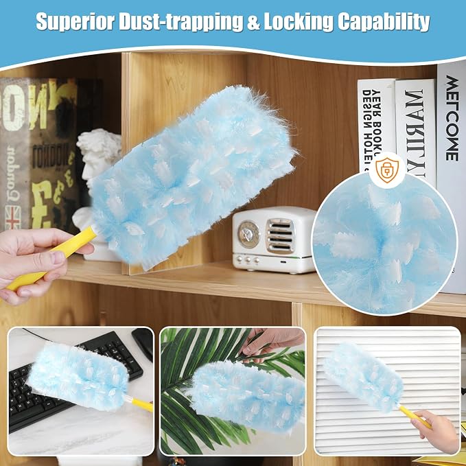 50 Count 360° Heavy Duty Duster Refills Compatible with Swiffer, Larger -Extra Thick Electrostatic Disposable dusters Refill for Electronics, Furniture, Blinds, Ceiling Fans, Unscented