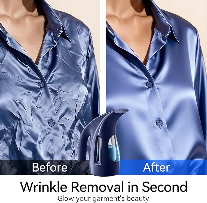 HiLIFE Steamer for Clothes, Portable Handheld Garment Wrinkle Remover, 240ml Big Capacity, 700W, Strong Penetrating Steam, for Home, Office and Travel, ONLY FOR 120V, Deep Navy