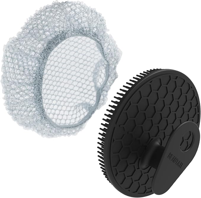 Silicone Body Scrubber and Scrub Net Set, BEAUTAIL 2 Pack for Rich Lather | Gentle Silicone Shower Scrubber or Firmer Exfoliating Bath Net, Deep Cleansing & Exfoliation, 1 Brush + 1 Net for Men & Women