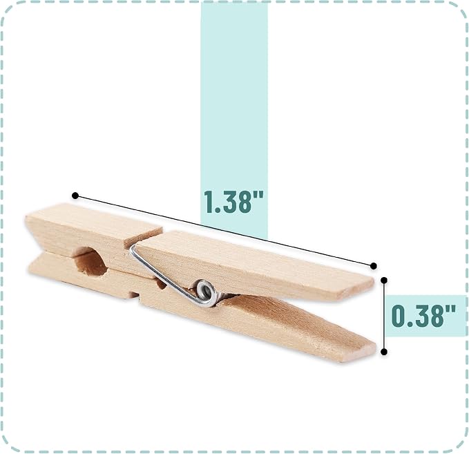 Mr. Pen- Mini Wooden Clothes Pins, 1.4 Inch, 132 Pack, Natural Wood Clips for Crafts, Classroom Projects, Hanging Photos, Chip Bags, Decoration, Rust Resistant Spring