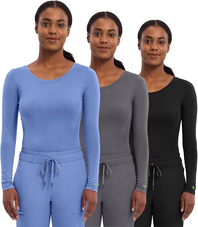 Healing Hands Underscrub Long Sleeve Women Knits Scrub Tops | Soft Cotton Blend Knit, Breathable Stretch Comfort, Machine Wash, Easy Care Fabric, Ideal For Layering Under Scrubs