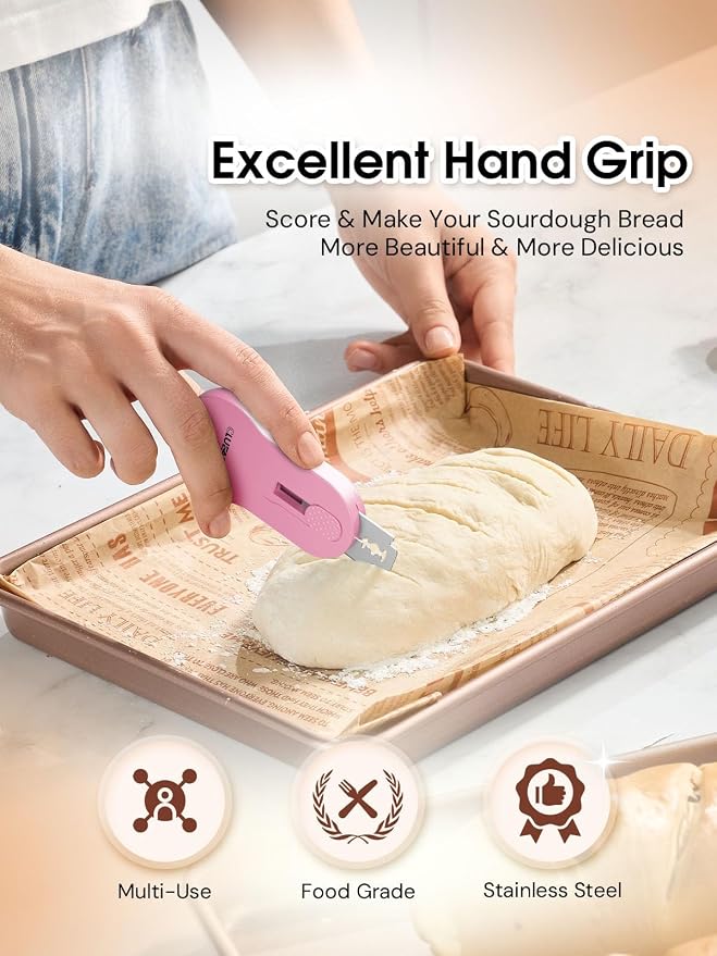 CLUEAPOP Bread Lame, Extractable & Magnetic Dough Scoring Tool - Professional Sourdough Scoring Tool - Sourdough Bread Baking & Bread Scoring Tool - Scoring Patterns Booklet & 5 Razor Blades