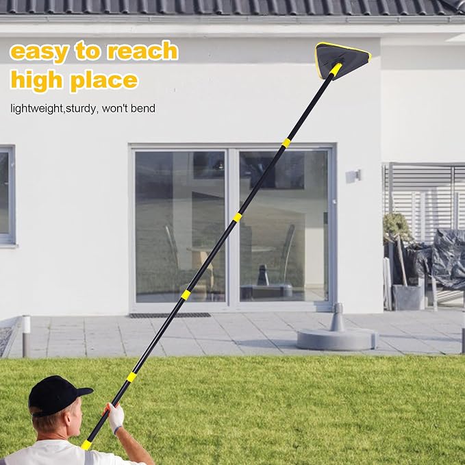 Newly Upgraded Wall Mop with 82 Inches Long Handle, 180° Folding Wall Cleaner Triangle Mop with Squeegee, 3-in-1 Ceiling Cleaning Tool with 6 Replacement Pads for Wall, Baseboards, Ceiling, Floor