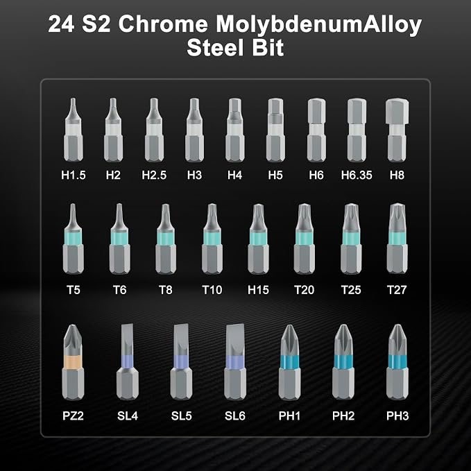 24 in 1 Magnetic Screwdriver Set, Ratchet Mini Screwdriver Set with Multi Bits, Portable Screwdriver Sets Detachable T Handle with Storage Case Repair Tool Kit for Furniture Computer Bicycle or DIY