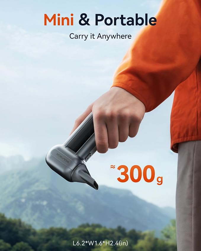 WOLFBOX MF100 Compressed Air Duster, 150000RPM Turbo Fan, 45 m/s Airflow | 3-Gear Adjustable Speed, Type-C Fast Charging, Lightweight 0.66 lb, 5 Nozzles & 2 Brushes, For Computer Keyboard Car Outdoor
