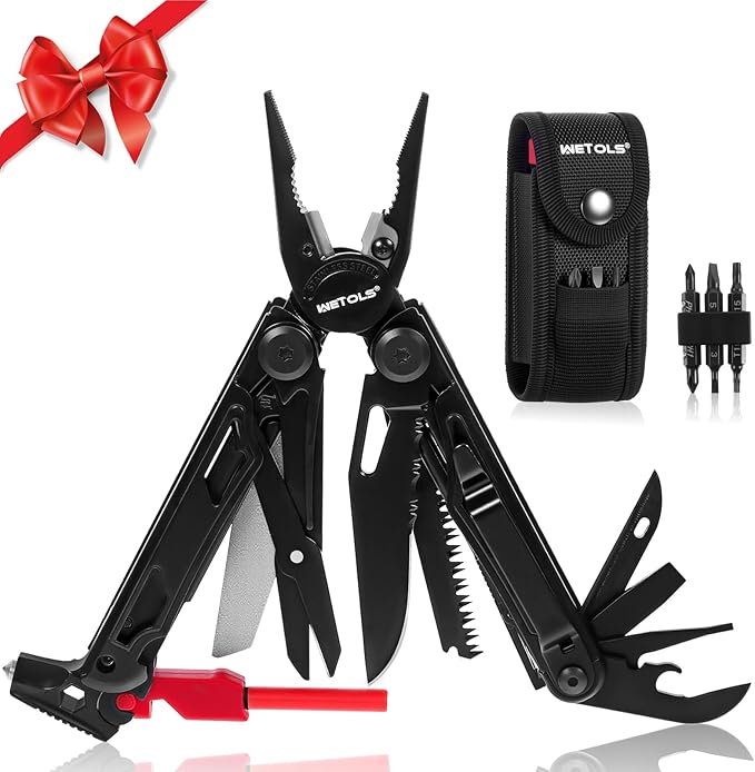 WETOLS Multitool with Pocket Knife, Stainless Steel Needle Nose Pliers | 27-in-1 Multi Tool with Screwdrivers, Self-locking EDC Gear with Sheath, Ideal for Survival, Outdoor, Camping