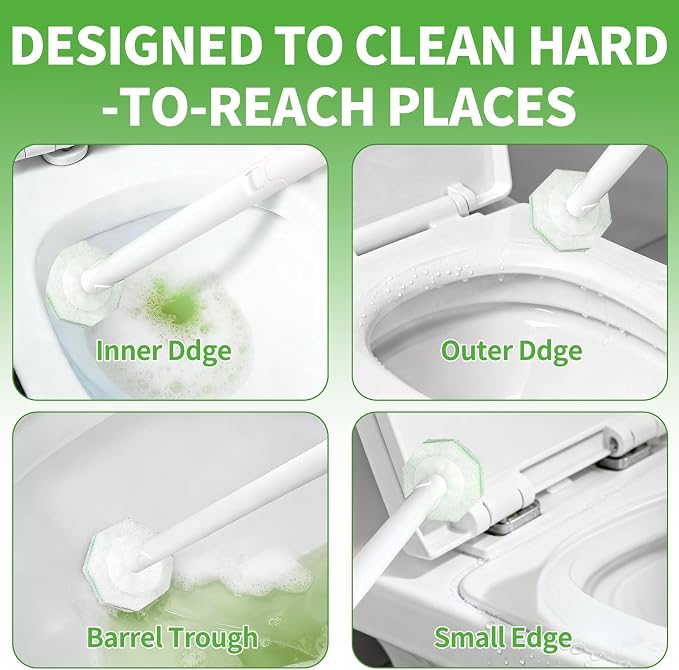 80 Count Toilet Bowl Wand Refills for Clorox, Disposable Toilet Brush | Compatible with Clorox Toilet System, Pre-Loaded Cleaner, 3-Layer Scrub Pads, 4X Cleaning Power , Light Scent