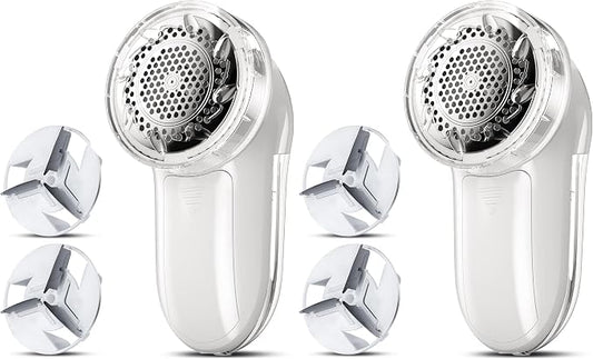 Bymore Fabric Shaver, Lint Remover, Lint Shaver Defuzzer Sweater Shaver for Clothes and Furniture with AC Adapter Pill Fuzz Remover-White (Pack of 2)