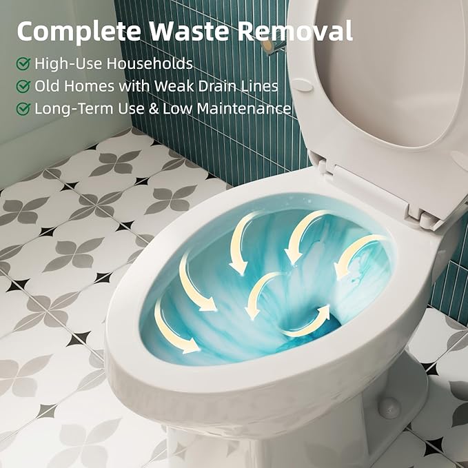 Pressure Assisted Toilet with 18.8" Comfort Tall Height, Los Flexi Two Piece Toilet With Powerful Flush, ADA & Elongated Bowl, 1.0 GPF Water Saving Siphon Flush, 12" Rough-In & Easy Installation