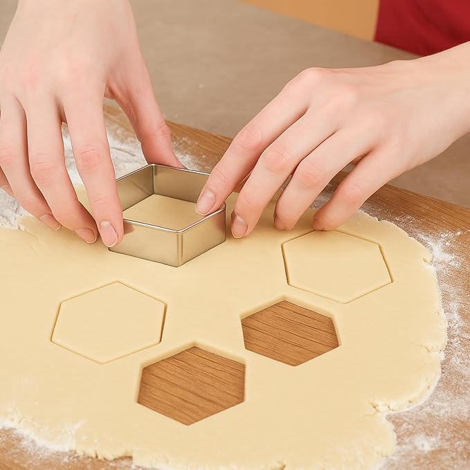 FUSOTO 6PCS Hexagon Cookie Cutter Set, Large Geometric Stainless Steel Baking Supplies for Homemade Cookies, Hexagon Plaque Cookie Cutters Shapes Biscuit Molds, 6 Sizes (1.5, 2, 2.5, 3, 3.5, 4 Inch)
