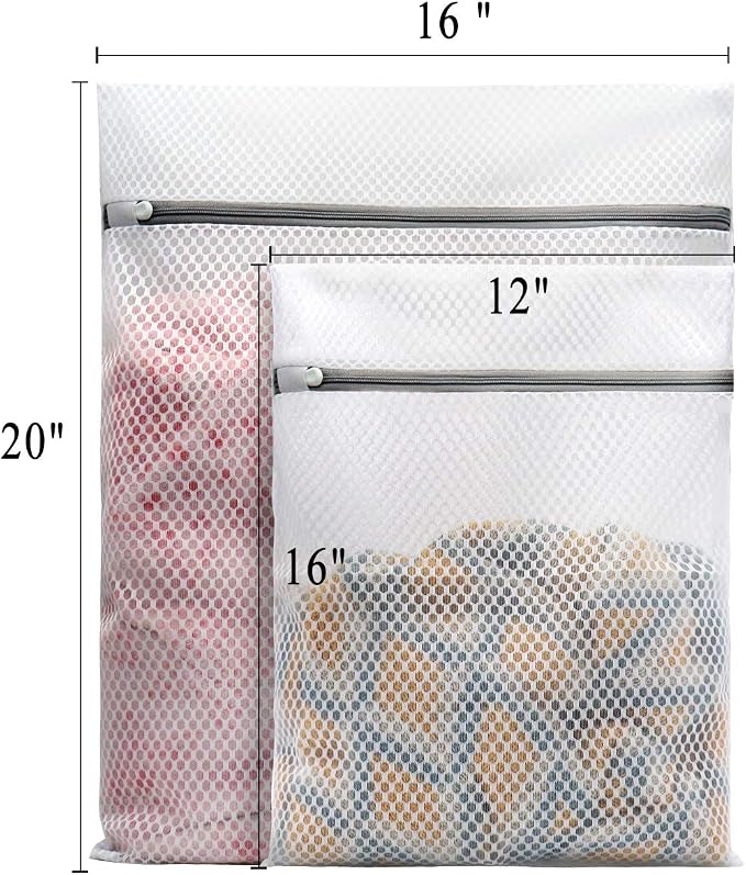 Muchfun 5Pcs Durable Honeycomb Mesh Laundry Bags for Delicates | (2Large, 3Medium)