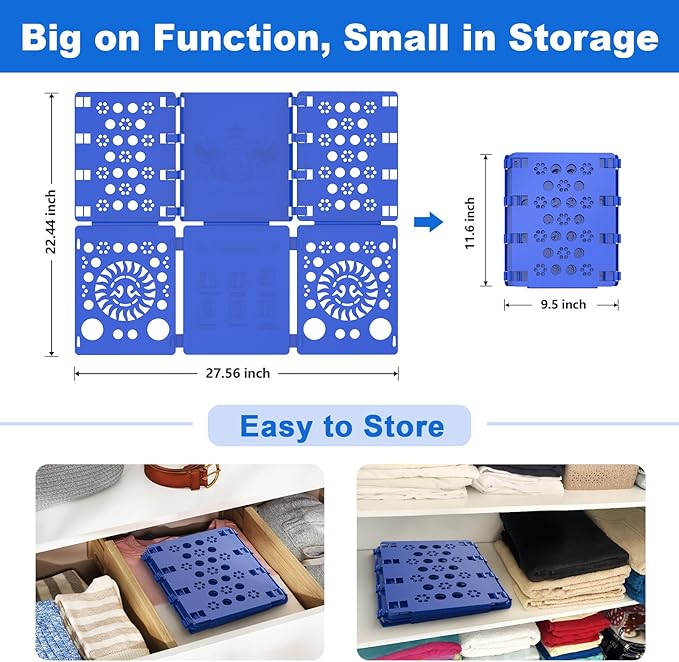 BoxLegend Shirt Folder Board Tshirt Clothes Folder Folding Board Durable Laundry Sorter Helper Liner, Blue | T-Shirt Folder,Plastic,For Adults and Kids,Laundry Sorter and Liner,Flip and Fold