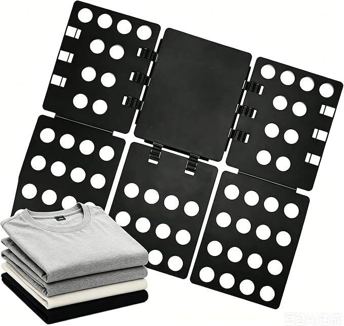 T Shirt Folding Board 26.37"x22.04" Laundry Shirt Folder Board for Adults | Adjustable PP Plastic Clothes Folding Tool with Buckle, Easy Fast Fold Uniform Size Space Saving Durable Laundry Sorter Black