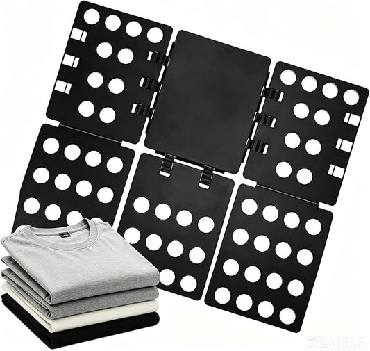 T Shirt Folding Board 26.37"x22.04" Laundry Shirt Folder Board for Adults | Adjustable PP Plastic Clothes Folding Tool with Buckle, Easy Fast Fold Uniform Size Space Saving Durable Laundry Sorter Black