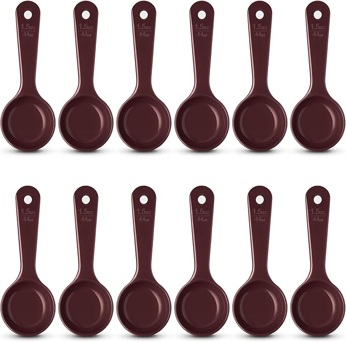Carlisle FoodService Products Measure Miser Solid Measuring Spoon with Short Handle, 1.5 Ounces, Brown (Pack of 12)