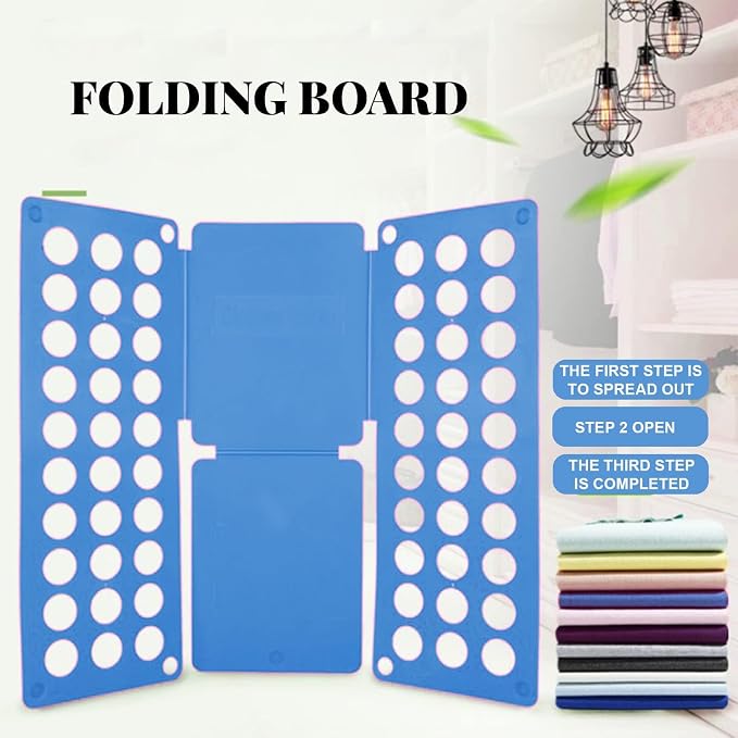 Kids Clothes Shirt Folding Board, Small Size for 1-9 Years Old, Blue Plastic Magic Organization Tool, Durable Foldable Clothes Folder for Towels