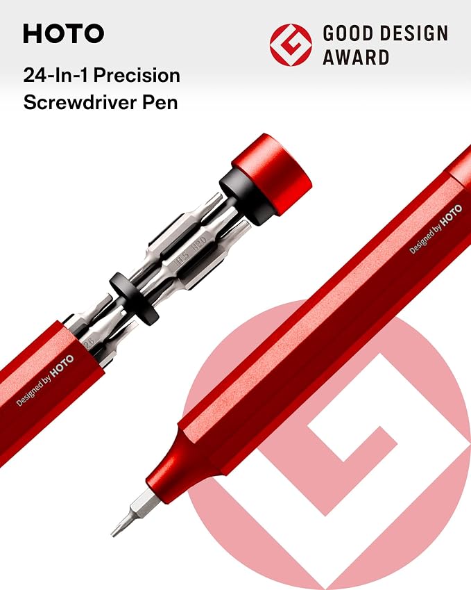 HOTO 24 in 1 Mini Screwdriver Set, Magnetic Torx Bit Set, Eyeglass Repair Kit, EDC Pen Screwdriver for Electronics, Watches, Phones, Laptops, Cameras, Gadgets for Men, Cinnabar Red | Magnetic Torx Bit Set, EDC Pen Screwdriver for Electronics, Watches, ...