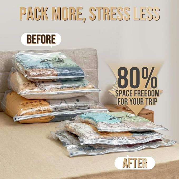 TAILI Vacuum Storage Bags with Electric Pump, 10 Pack Combo(4M+4L+2XL), Packing Cube Vacuum Seal Bags for Luggage and suitcase, Space Saver for Travel and Closet Organization
