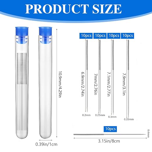 3D Printer Nozzle Cleaner Stainless Steel Needles, 50 Pcs | 0.2mm-0.4mm Stainless Steel Multi Sizes Clog Removal Tool Kit for Printer Head Cleaning Kit