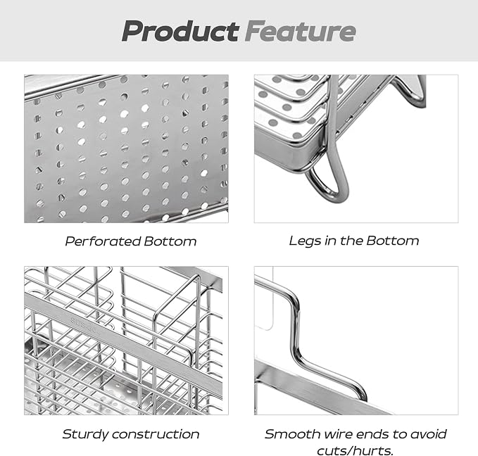 KESOL Stainless Steel Utensil Holder, Utensil Drying Rack with 3 Divided Compartments, Rust-Resistant Utensil Drying Basket, Silverware Drying Basket, Utensil Drainer for Dish Rack