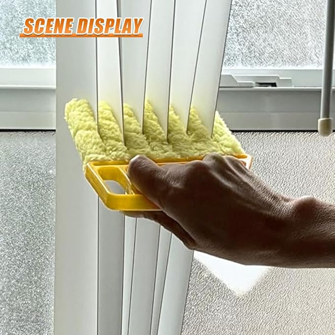 Craedli 5PCS Window Blind Cleaner Duster Tool Set, Washable Microfiber 7-Finger Dusting Brush & Track Cleaning Brush, Multi-Purpose Dust Removal Cleaning Tools for Blinds, Air Vents, Fans& Car(Yellow)