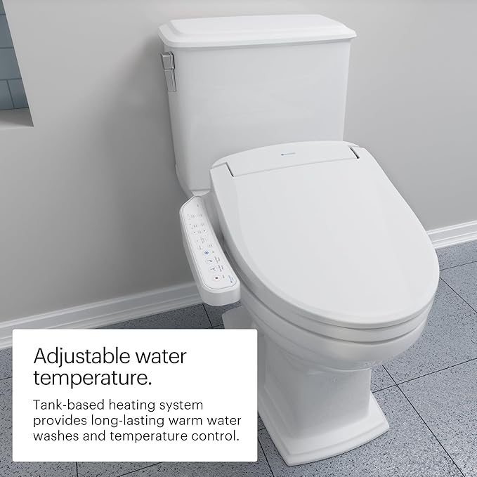 Brondell SE400-RW Swash SE400 Electric Bidet Toilet Seat With Heated Seat, Oscillating Stainless Steel Nozzle, Warm Air Dryer, Night Light, Gentle Close Lid, White Side Arm Control, Round