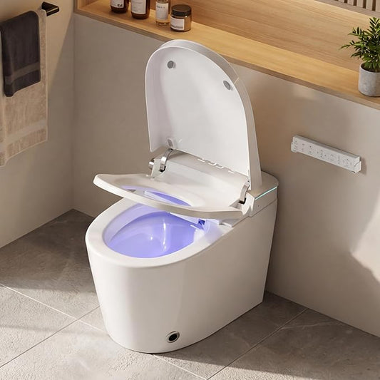 Smart Toilet with Bidet Built In - Dual Auto Flush 1.1/1.6GPF, 1000 Gram MaP, Bidet Toilet with Foam Shield, UV-C Light, Blackout Flush, One Piece Toilet with Heated Seat, Night Light, Auto Open/Close
