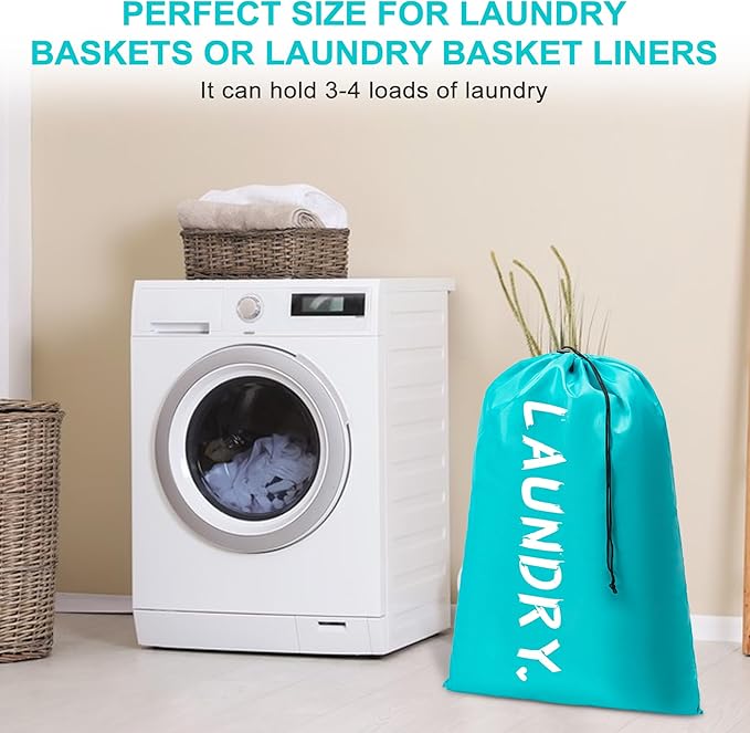 4 Pack Travel Laundry Bag,24" x 36", Extra Large Dirty Clothes Organizer | Machine Washable with Drawstring, Holds 3-4 Loads of Laundry,Fit a Laundry Hamper or Basket Travel Essentials