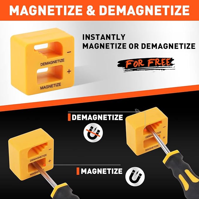HORUSDY 11-Pieces Magnetic Screw driver, Magnetic 5 Phillips and 5 Flat Head Tips for Fastening and Loosening Seized