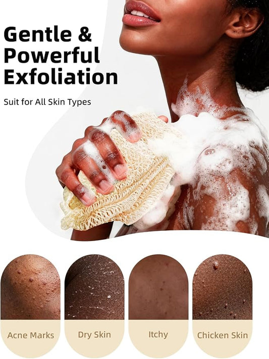 Cleangor 2Pcs African Net Sponge Authentic with Knots - Exfoliating Body | Scrubber for All Skin Types, African Bath Sponge, Wash Cloth, Gentle Exfoliation Shower Rag for Women Daily Use
