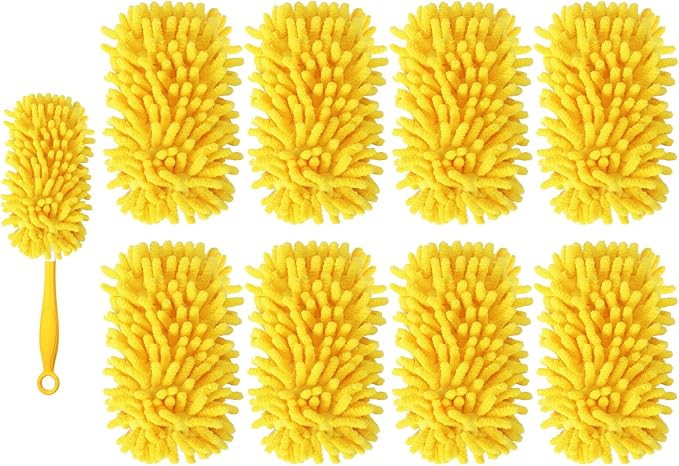 Reusable Chenille Duster Refill Compatible with Swiffer Duster | 360 Heavy Duty Dusters Refills - Washable Microfiber Ceiling Fan Duster for Swiffer Dusters, 8 Pack(Handle is Not Included)