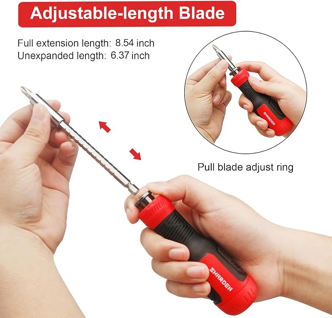 13-in-1 Multi Screw Driver, Adjustable Screwdriver Set Multitool | All in One with Torx Security, Phillips, Flat Head, Hex, Square, 1/4 Nut Driver, Outdoor, Daily Repair Kit, Portable Tools