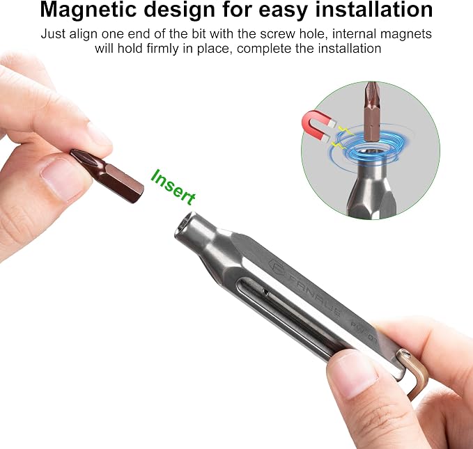 FANAUE Titanium Small EDC Multi Bit Pocket Screwdriver, Professional Grade Magnetic Repair Tool Kit, 10 in 1 Mini Precision Screwdriver Set Magnetic Repair Multitool for Daily Home Improvement Use.