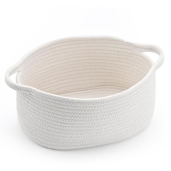 Happyiren Cute Woven Burr Basket with Handle, Baskets for Gifts Empty, Gift Baskets for Graduation Birthday Wedding Baby Shower, Storage Organizer Container for Nursery, 13" D x 8" W x 6" H