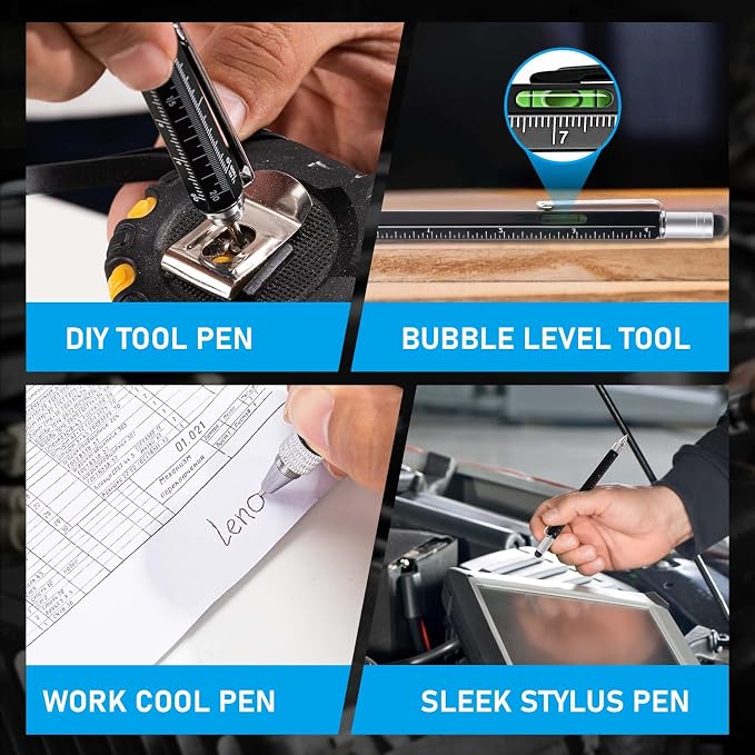Magnet Pickup Tool with Telescoping Magnetic Flashlight and 6 in 1 Multitool Pen with Rulers, Bubble Level, Screwdrivers, Ballpoint, Fathers Day Dad Gifts, Birthday Gifts for Men, Dad, Husband | Magnetic Flashlight & Multitool Pen with Rulers, Bubble L...