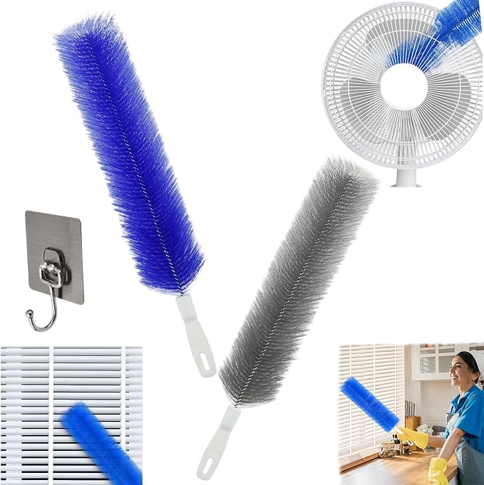 Ultimate Dusting Tool, Fan Cleaning Brush, Bendable Microfiber Head, Flexible Microfiber Duster Remover Washable ldeal for Electric Fans Air Conditioning, Home Car Vents, Curtain (2pcs*Mix)