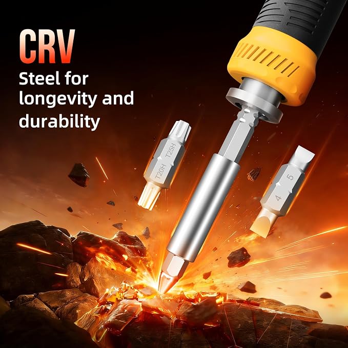 Multi ScrewDriver Set 26 in 1 All in One Adjustable Screw Driver | Telescoping Screw Driver with 12 Double Ended CRV Bits Phillips Slotted Torx Hex Portable Repair Kit for Home Bike Computer