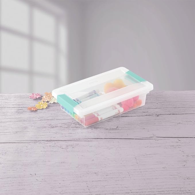 Sterilite Clip Box, Stackable Clear Plastic Bins- Small, 30-Pack | Storage Containers with Latching Lids for Writing, Arts or Crafts Supplies - Home, Office, Classroom & Workshop Organization