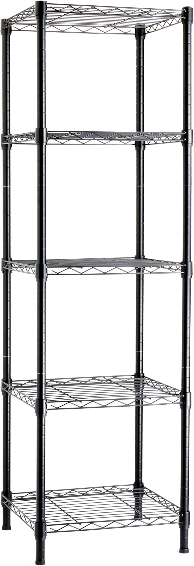 Amazon Basics 5-Shelf Tower Adjustable Storage Shelving Unit for Garage, Rust-Resistant Steel, 150 lbs Per Shelf, 16"W x 16"D x 54"H, Black
