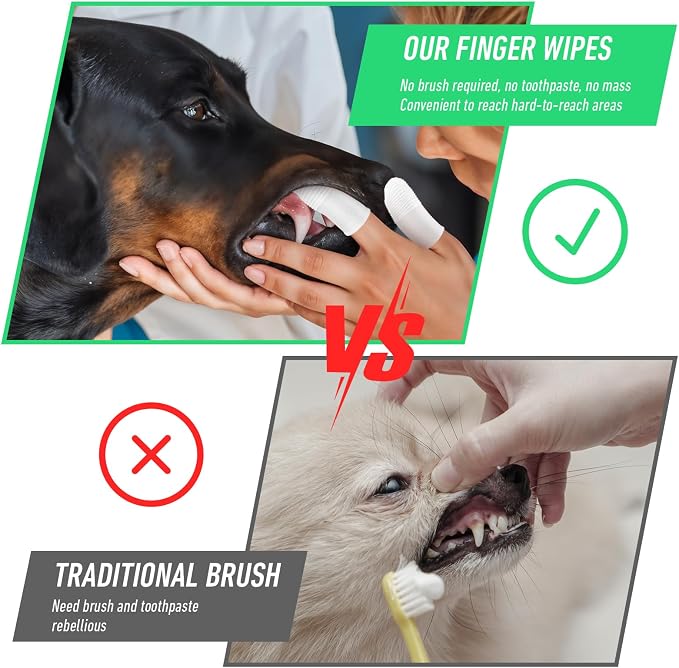 YUIANLB 30 Pcs Pet Dental Care Kit Finger Toothbrush Oral Cleaning Wipes Soft Washable Fabric Freshens Breath Reduces Plaque Tartar Complete Oral Hygiene Set for Puppies Kittens at Home