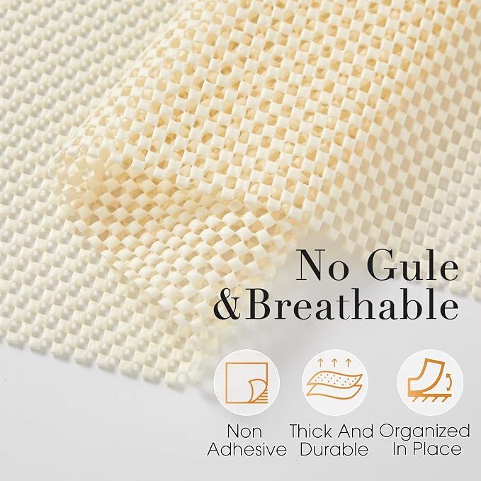 Beautysaid Shelf and Drawer Liner for Kitchen Cabinet Non Adhesive Non Slip | Shelf Paper Thickened for Dresser Pantry Shelve Bathroom Protector Liner Breathable Mat(Cream White Weave,12 in x 10 FT)