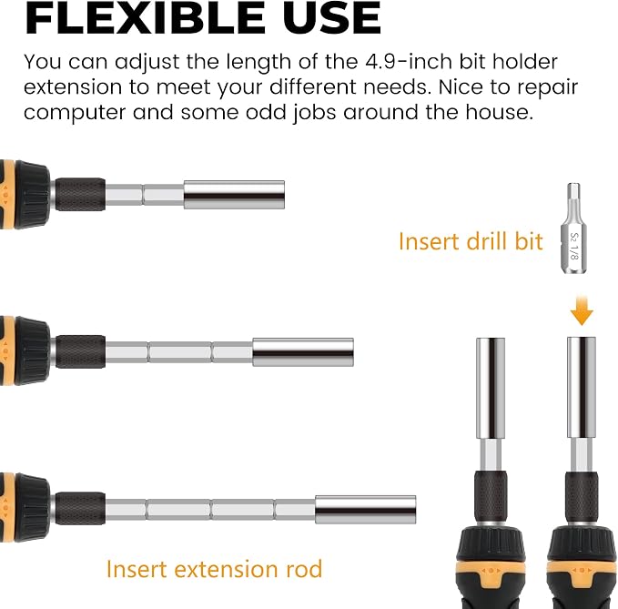 MULWARK Screwdriver Bit Set & Socket Kit, 63-Pieces Ratcheting Screwdriver Set with Case, 63 in 1 Multi Bit Screw Driver for Home DIY, Electronics, Car Emergency and Garage