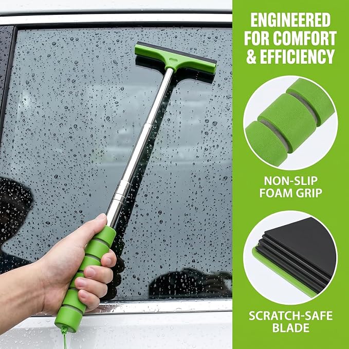 5PC Car Side Mirror Squeegee, Retractable Vehicle Rearview Mirror Glass Cleaner Wiper for Rainy Foggy Weather, Portable Auto Rear View Windshield Cleaning Tool, Universal for Vehicles