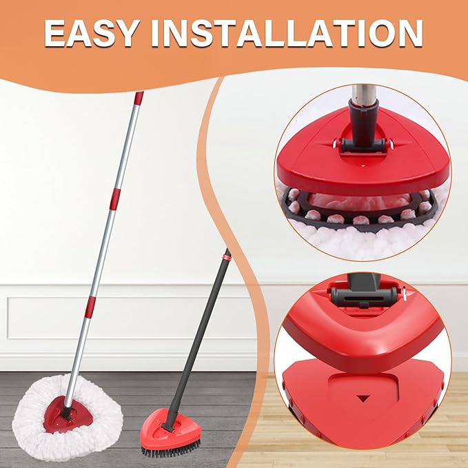 Fatmass 5 Pack Spin Mop Head Replacement for O Cedar EasyWring 1-Tank System,Include 4 Mop Replace Heads + 1 Upgrade Scrubber Brush, 100% Microfiber Mop Refills Deep Cleaning Machine Washable
