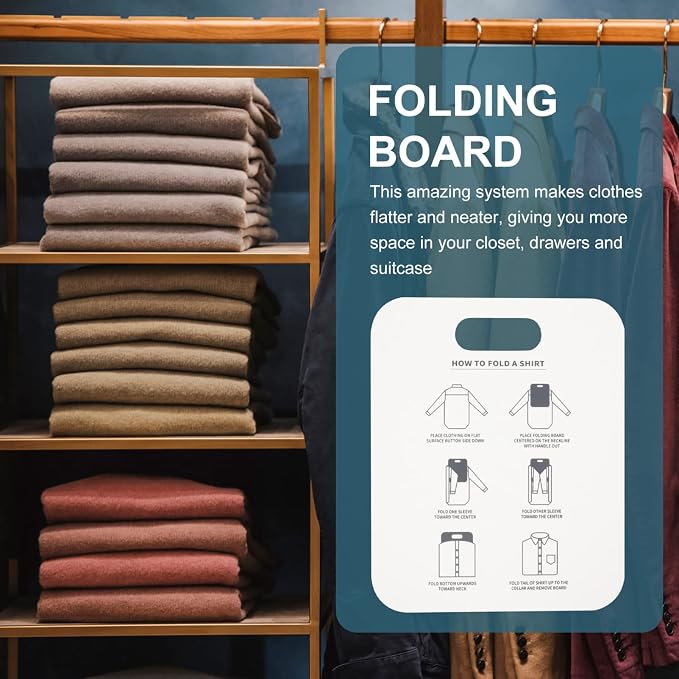 VICASKY Shirt Folding Board Laundry Folding Helper Board,2Pcs T Shirts Clothes Folder Durable Plastic Laundry Organizer Helper Home Storage for Clothing (White