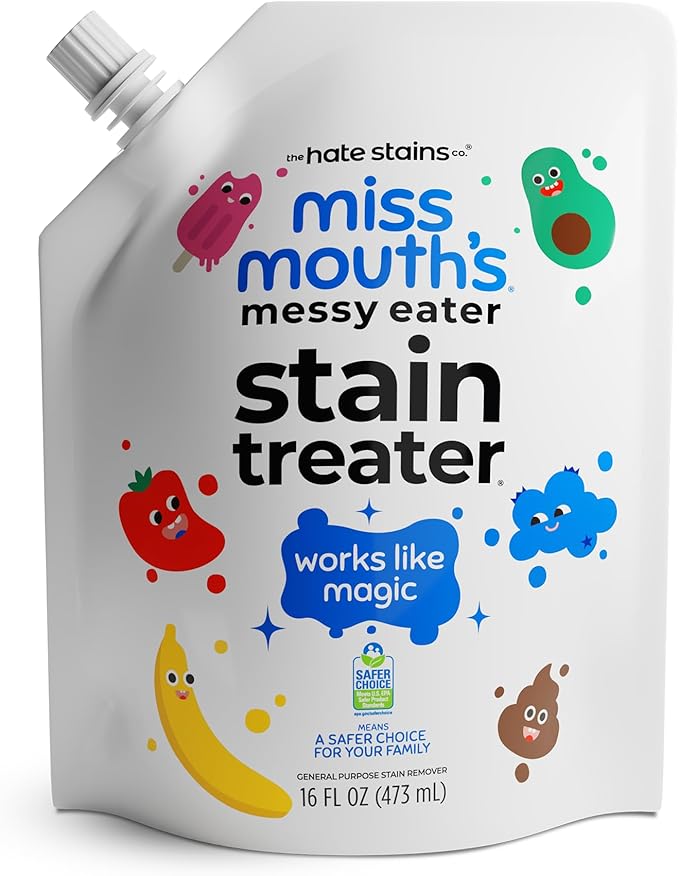 Miss Mouth's Messy Eater Refill, Laundry Stain Remover, 16 Oz Pouch | Easy Refill; Newborn & Baby Essentials; Cleans Food, Grease, Coffee; Use on Laundry, Underwear, Fabric