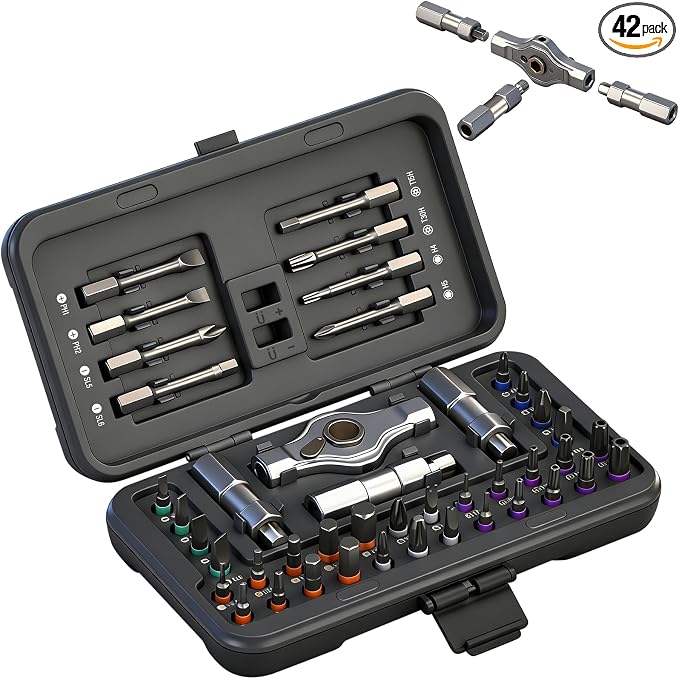 42 in 1 Magnetic Screwdriver Set, Multi Bit Magnetic Screwdriver Kit with Detachable Ratchet Handle