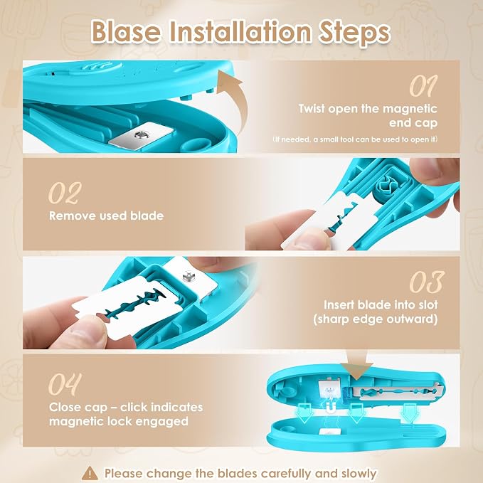 Bread Lame Sourdough Scoring Tool, Extractable & Magnetic Bread Scoring Tool, Scoring Knife for Bread Baking, Bread Razor for Homemade Bread, Sourdough Scorer Tool, Includes 5 Razor Blades-Beige+Blue