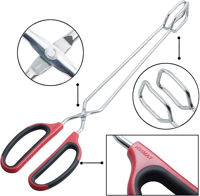 HINMAY Extra Long Scissor Tongs 16-Inch Stainless Steel Barbecue Grilling Tongs
